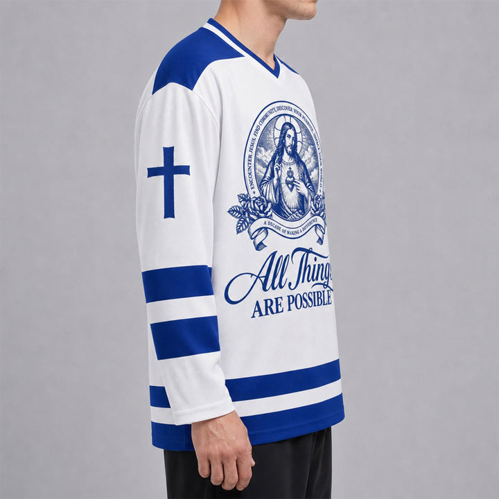 Christianartworkshop Camiseta de hockey con el icono de Jesús: Todo es posible - image 4