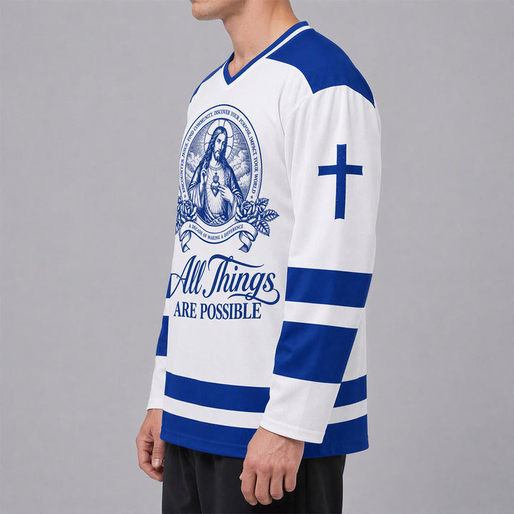 Christianartworkshop Camiseta de hockey con el icono de Jesús: Todo es posible - image 5
