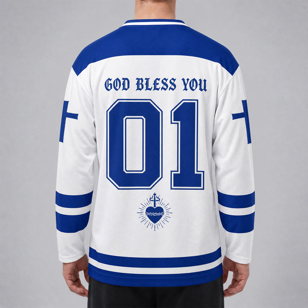 Christianartworkshop Camiseta de hockey con el icono de Jesús: Todo es posible - image 6