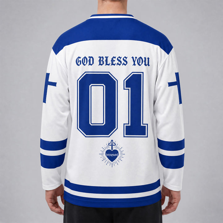 Christianartworkshop Camiseta de hockey con el icono de Jesús: Todo es posible - image 6
