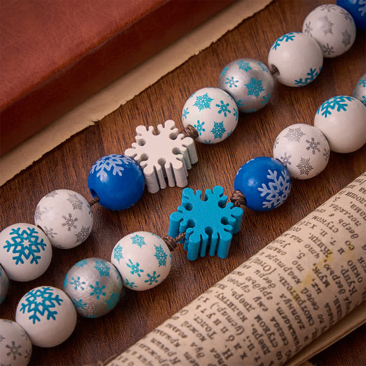 Christianartworkshop Rosario de cuentas de madera con forma de copo de nieve y medalla del Corazón del Espíritu Santo: Emblema de pura serenidad celestial. - image 6