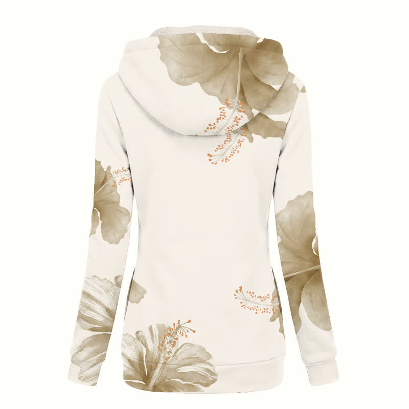 Christianartworkshop Abrigo de invierno con capucha y forro de sherpa con estampado floral cruzado. - image 1