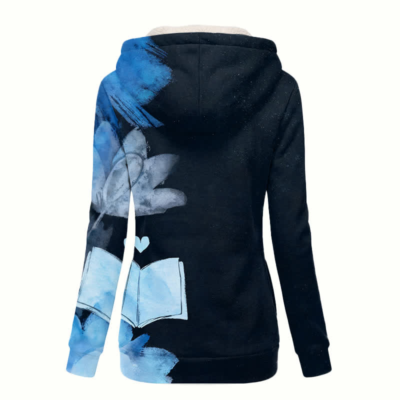 Christianartworkshop Abrigo de invierno cómodo con capucha y forro de sherpa con estampado floral cruzado. - image 1