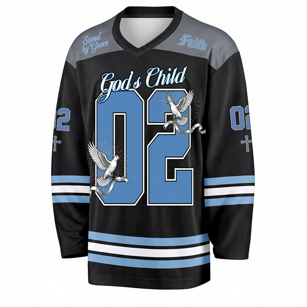 Camiseta de hockey de manga larga God's Child 02 Grace Dove de Christianartworkshop - image 1