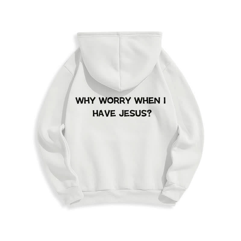 Christianartworkshop ¿Para qué preocuparse si tengo a Jesús? Sudadera con capucha extragrande - image 1