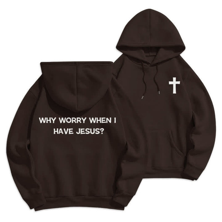 Christianartworkshop ¿Para qué preocuparse si tengo a Jesús? Sudadera con capucha extragrande - Café - 2XL - image 15