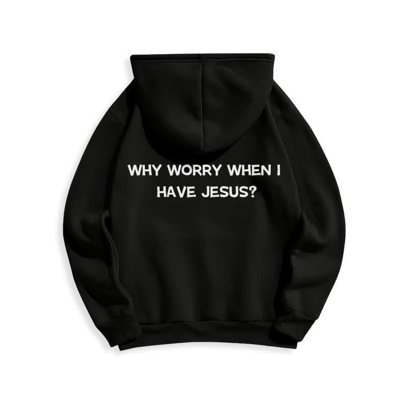 Christianartworkshop ¿Para qué preocuparse si tengo a Jesús? Sudadera con capucha extragrande - image 4