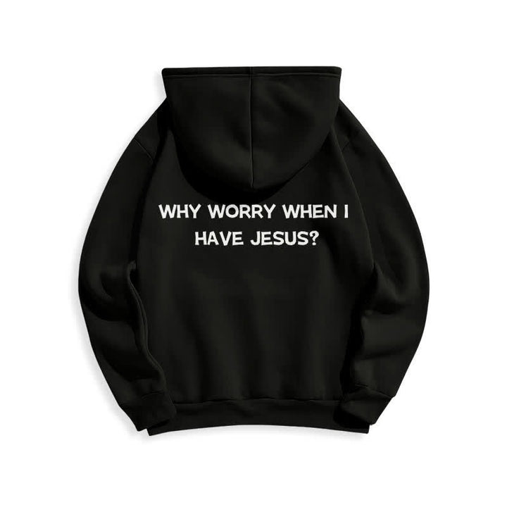 Christianartworkshop ¿Para qué preocuparse si tengo a Jesús? Sudadera con capucha extragrande - image 4