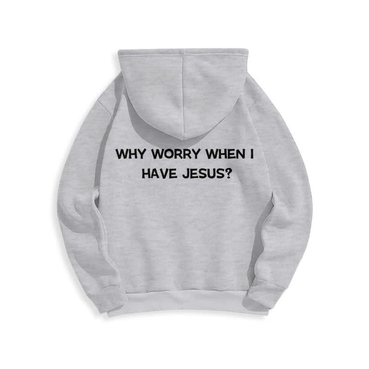 Christianartworkshop ¿Para qué preocuparse si tengo a Jesús? Sudadera con capucha extragrande - image 7