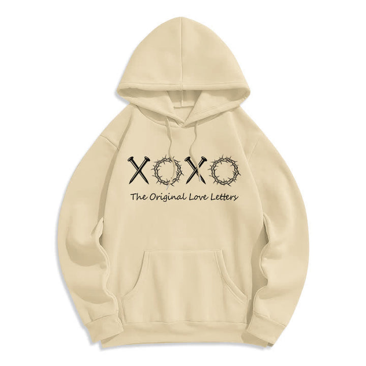 Christianartworkshop Sudadera con capucha forrada de felpa con estampado de letras de amor XOXO - Beige - 2XL - image 6