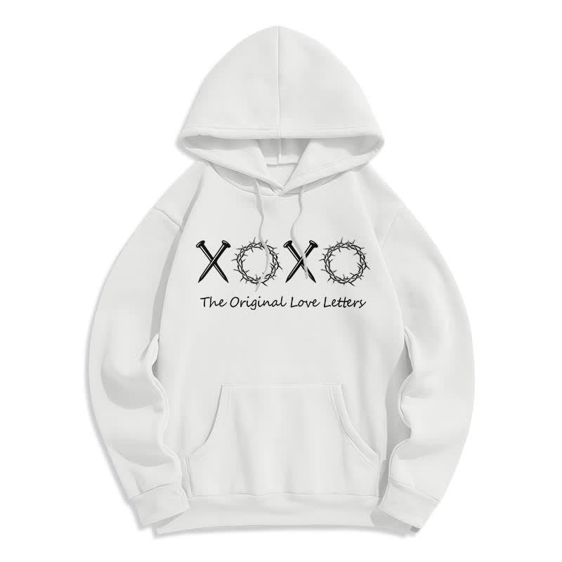 Christianartworkshop Sudadera con capucha forrada de felpa con estampado de letras de amor XOXO - Blanco - 2XL - image 1