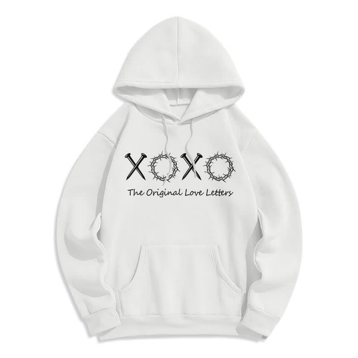 Christianartworkshop Sudadera con capucha forrada de felpa con estampado de letras de amor XOXO - Blanco - 2XL - image 1