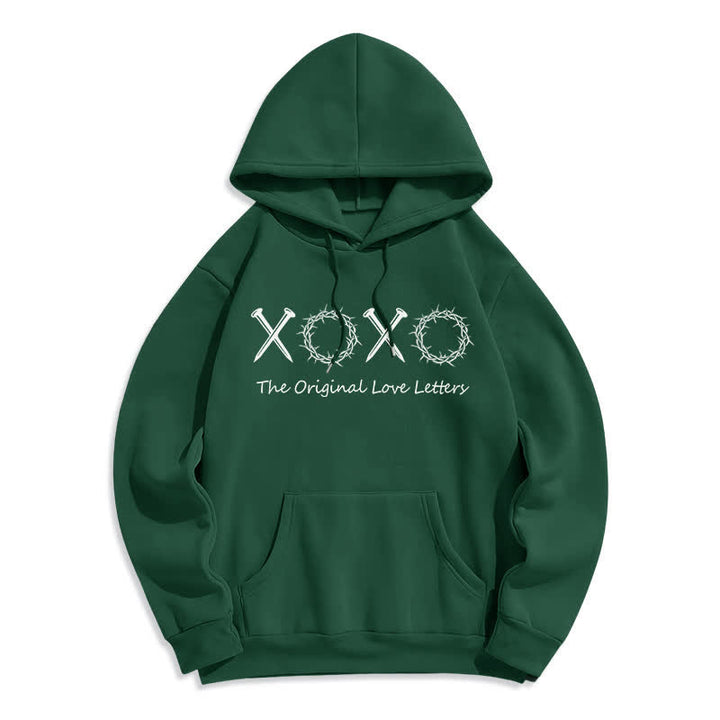 Christianartworkshop Sudadera con capucha forrada de felpa con estampado de letras de amor XOXO - Verde - 2XL - image 0