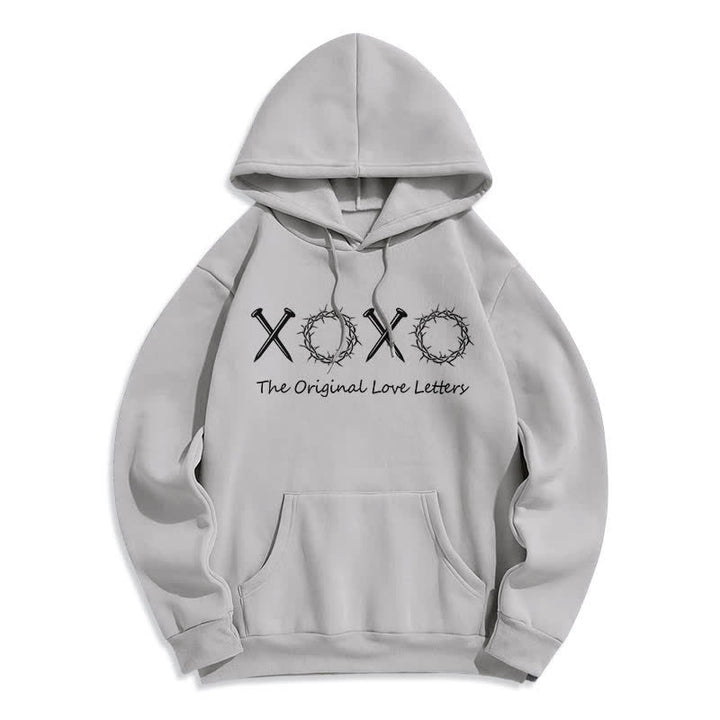 Christianartworkshop Sudadera con capucha forrada de felpa con estampado de letras de amor XOXO - Gris - 2XL - image 4