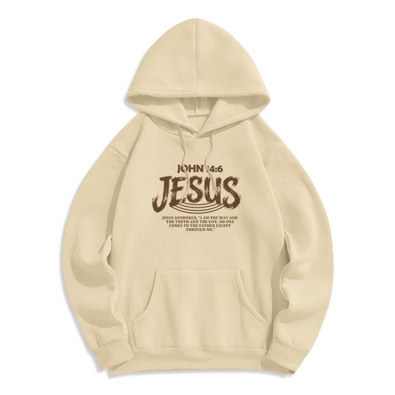 Christianartworkshop Sudadera con capucha forrada de felpa con la inscripción vintage de Jesús Juan 14:6 - Beige - 2XL - image 0