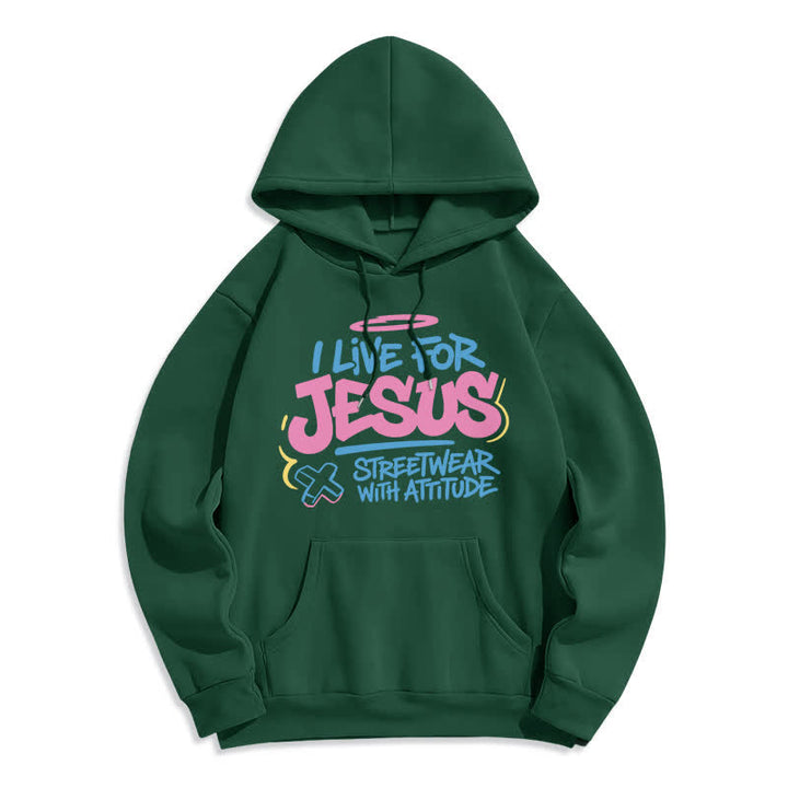 Christianartworkshop Sudadera con capucha extragrande azul claro con grafiti "Vivo para Jesús" - Verde - 2XL - image 6
