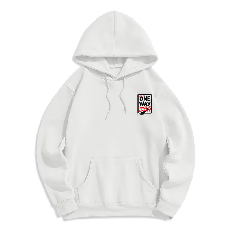 Christianartworkshop Sudadera con capucha gris jaspeada con grafiti de One Way Jesus - image 5