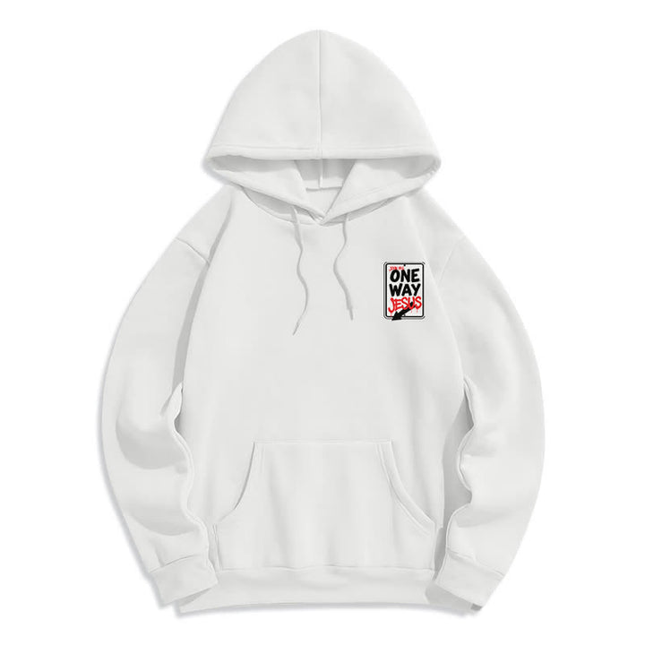 Christianartworkshop Sudadera con capucha gris jaspeada con grafiti de One Way Jesus - image 5