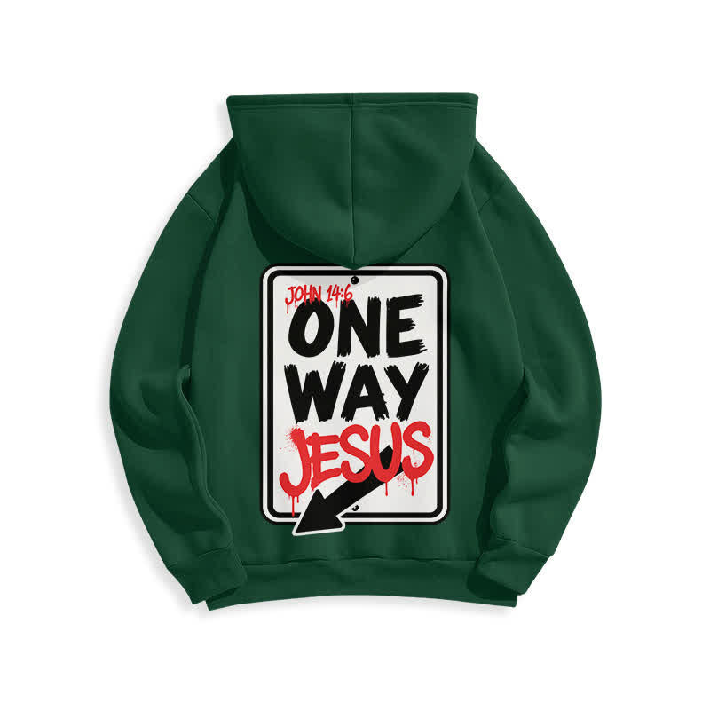 Christianartworkshop Sudadera con capucha gris jaspeada con grafiti de One Way Jesus - image 10
