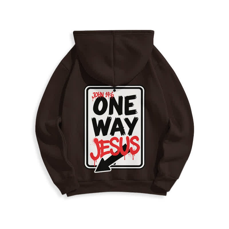 Christianartworkshop Sudadera con capucha gris jaspeada con grafiti de One Way Jesus - image 13