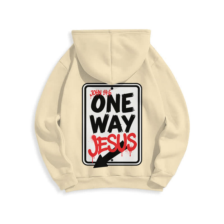 Christianartworkshop Sudadera con capucha gris jaspeada con grafiti de One Way Jesus - image 16