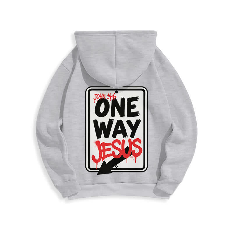 Christianartworkshop Sudadera con capucha gris jaspeada con grafiti de One Way Jesus - image 1