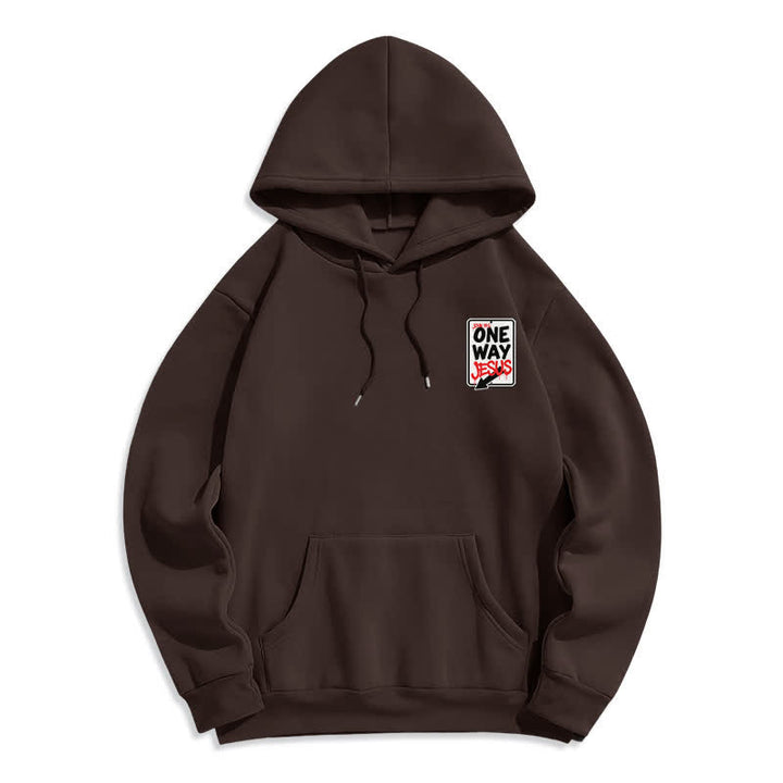 Christianartworkshop Sudadera con capucha gris jaspeada con grafiti de One Way Jesus - image 14