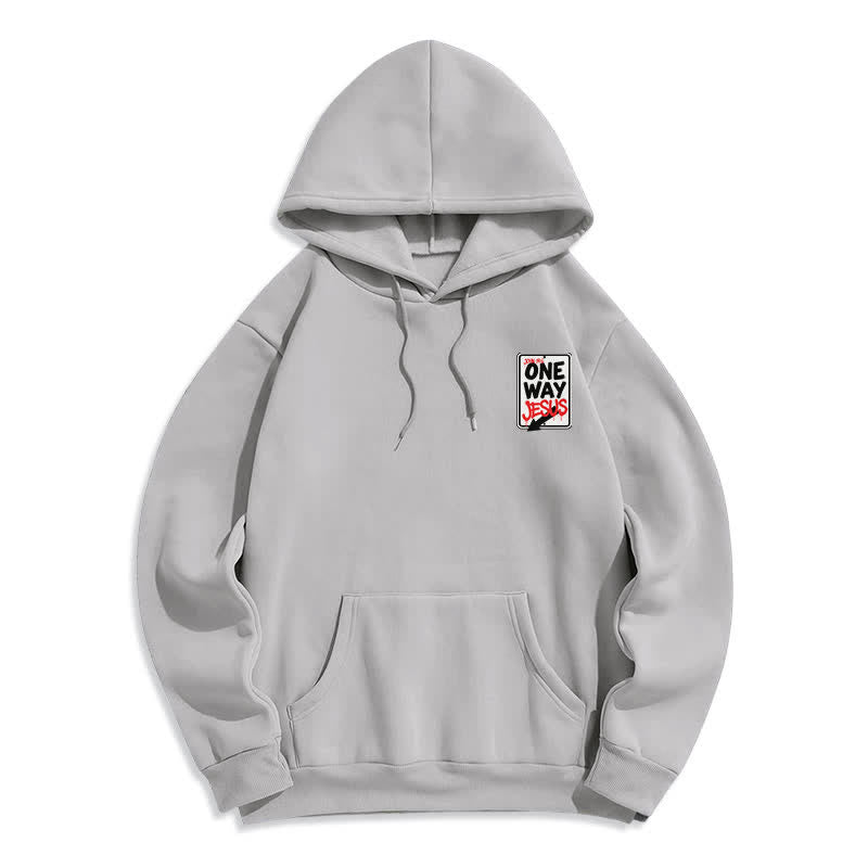 Christianartworkshop Sudadera con capucha gris jaspeada con grafiti de One Way Jesus - image 2