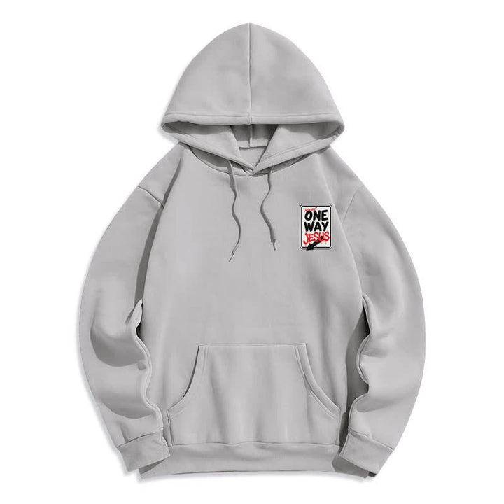 Christianartworkshop Sudadera con capucha gris jaspeada con grafiti de One Way Jesus - image 2