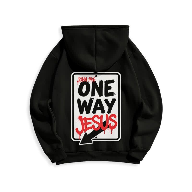 Christianartworkshop Sudadera con capucha gris jaspeada con grafiti de One Way Jesus - image 7