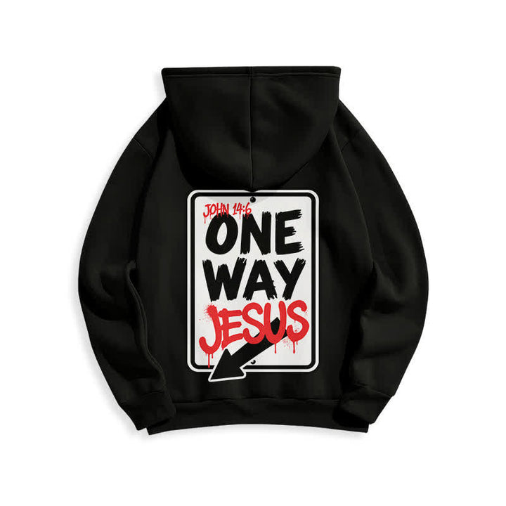 Christianartworkshop Sudadera con capucha gris jaspeada con grafiti de One Way Jesus - image 7