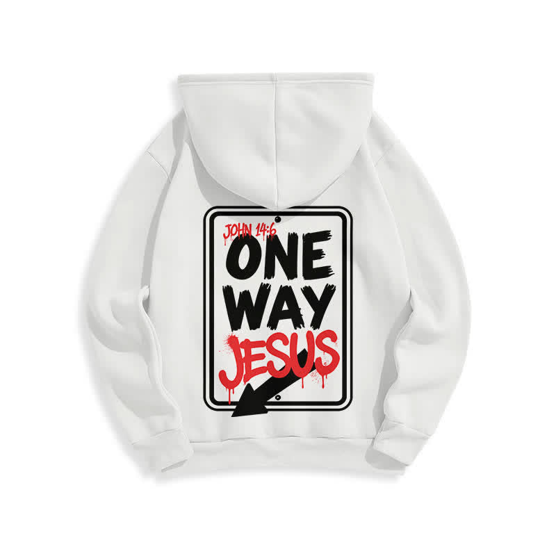 Christianartworkshop Sudadera con capucha gris jaspeada con grafiti de One Way Jesus - image 4