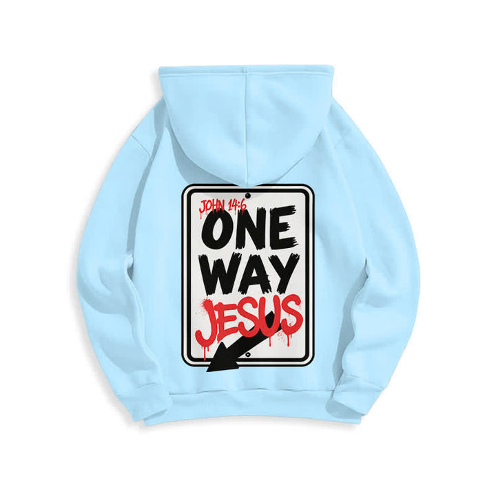 Christianartworkshop Sudadera con capucha gris jaspeada con grafiti de One Way Jesus - image 19