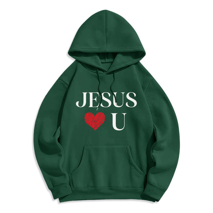 Christianartworkshop Sudadera con capucha de forro polar con corazón de grafiti "Jesús te ama" - Verde - 2XL - image 5