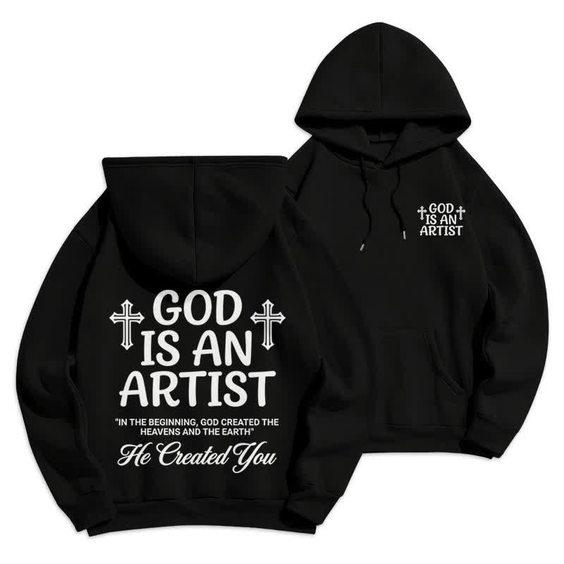 Christianartworkshop Dios es un artista Sudadera con capucha negra estilo streetwear - Negro - 2XL - image 0