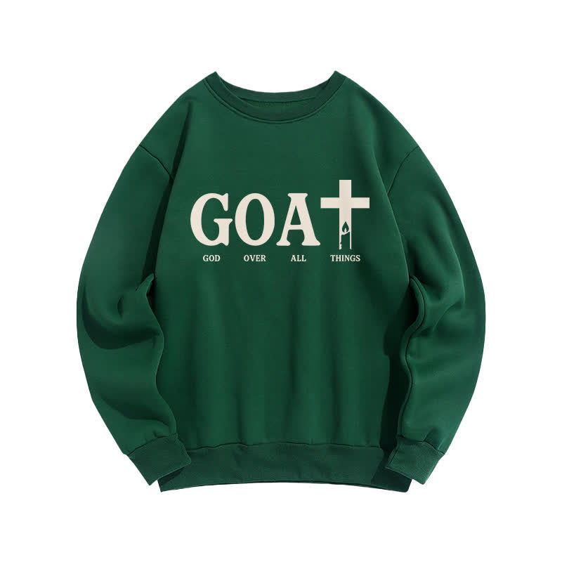 Christianartworkshop Sudadera con cuello redondo GOAT Dios por encima de todas las cosas - Verde - 2XL - image 5