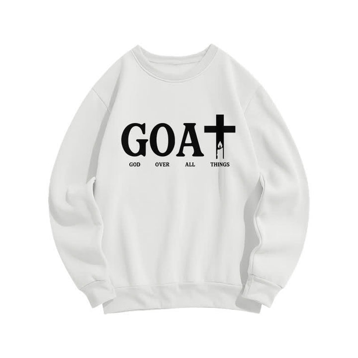 Christianartworkshop Sudadera con cuello redondo GOAT Dios por encima de todas las cosas - Blanco - 2XL - image 0
