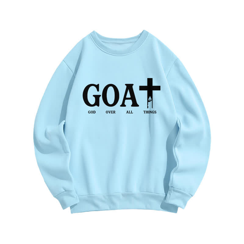 Christianartworkshop Sudadera con cuello redondo GOAT Dios por encima de todas las cosas - Azul - 2XL - image 3