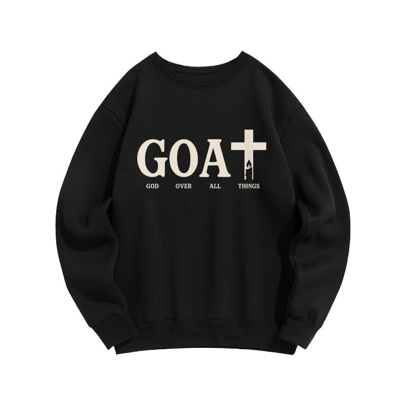Christianartworkshop Sudadera con cuello redondo GOAT Dios por encima de todas las cosas - Negro - 2XL - image 2