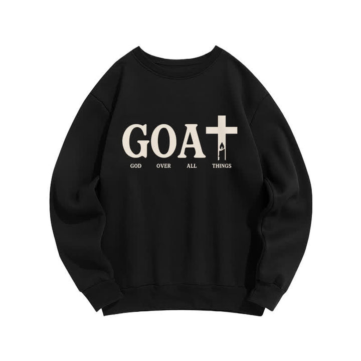 Christianartworkshop Sudadera con cuello redondo GOAT Dios por encima de todas las cosas - Negro - 2XL - image 2
