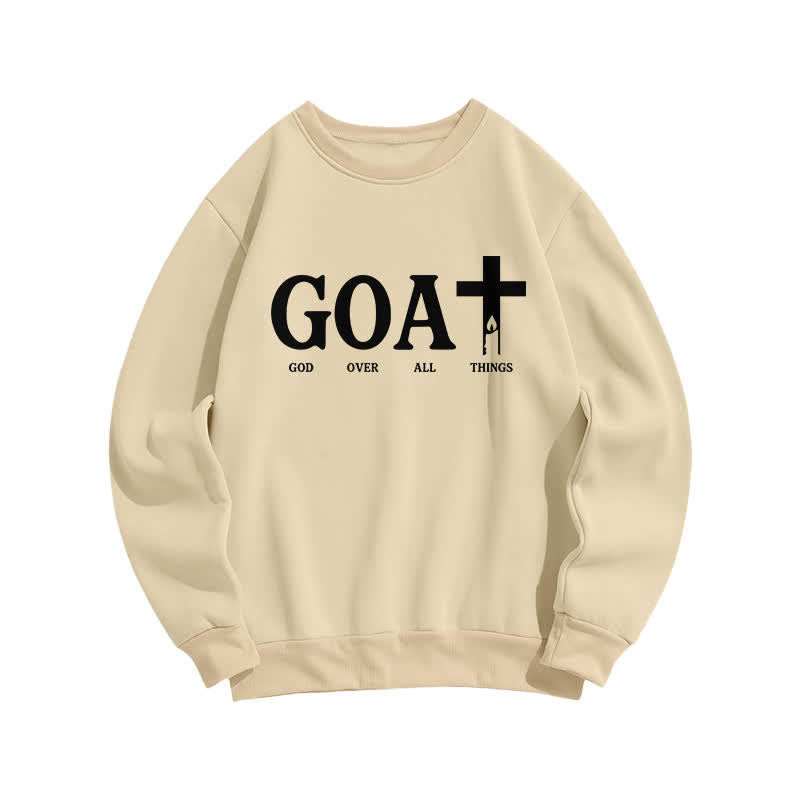 Christianartworkshop Sudadera con cuello redondo GOAT Dios por encima de todas las cosas - Albaricoque - 2XL - image 1