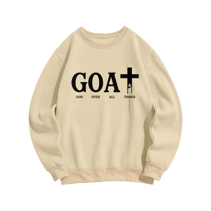 Christianartworkshop Sudadera con cuello redondo GOAT Dios por encima de todas las cosas - Albaricoque - 2XL - image 1