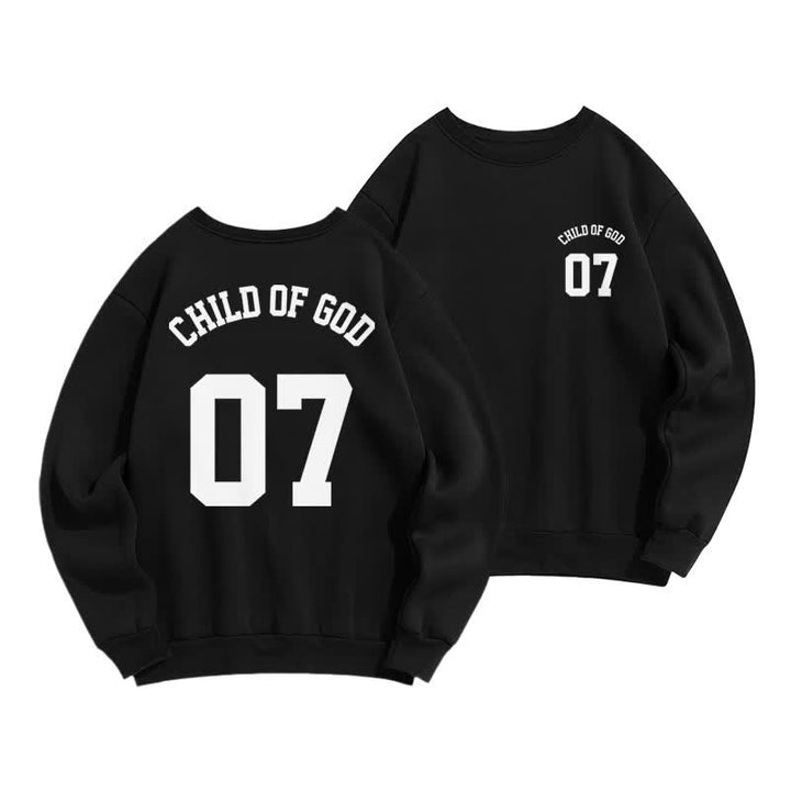 Christianartworkshop Sudadera de cuello redondo extragrande Child Of God 07 - Negro - 2XL - image 3