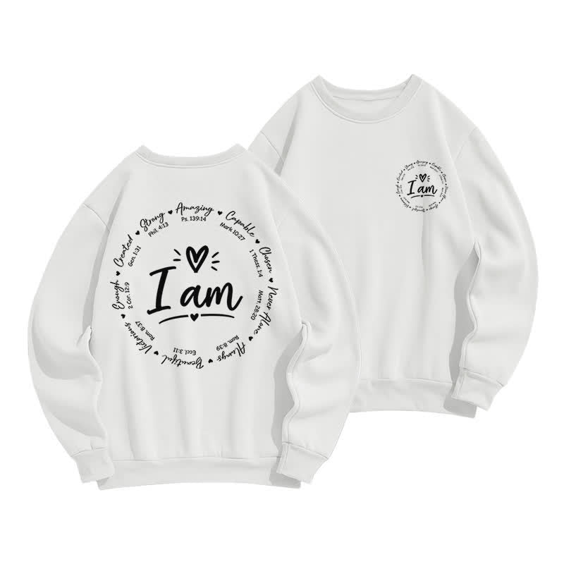 Christianartworkshop Sudadera polar con estampado circular "I Am Heart" en la espalda - Blanco - 2XL - image 3