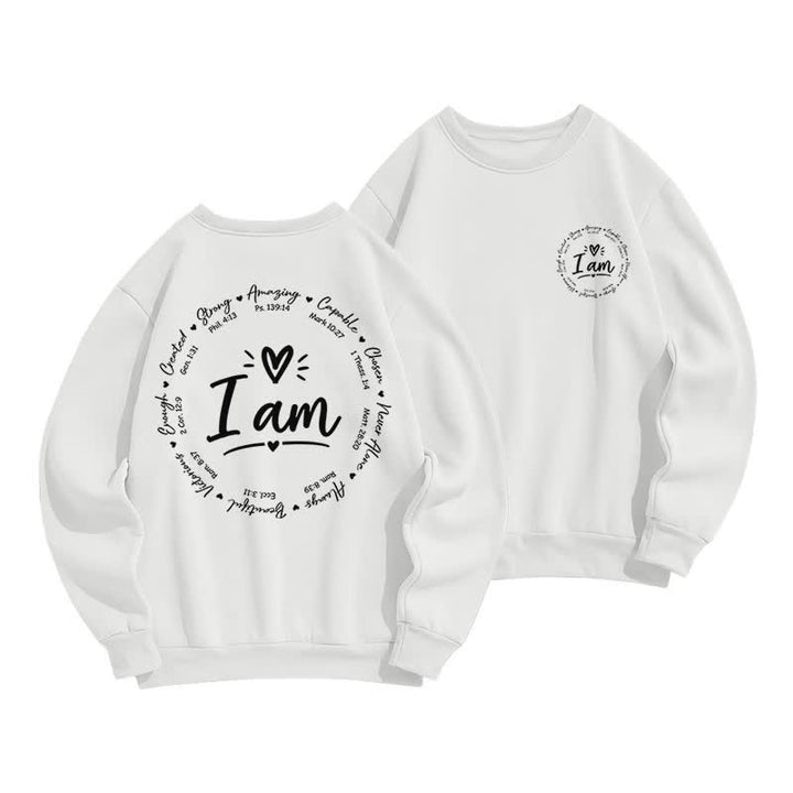 Christianartworkshop Sudadera polar con estampado circular "I Am Heart" en la espalda - Blanco - 2XL - image 3
