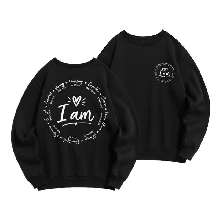 Christianartworkshop Sudadera polar con estampado circular "I Am Heart" en la espalda - Negro - 2XL - image 9