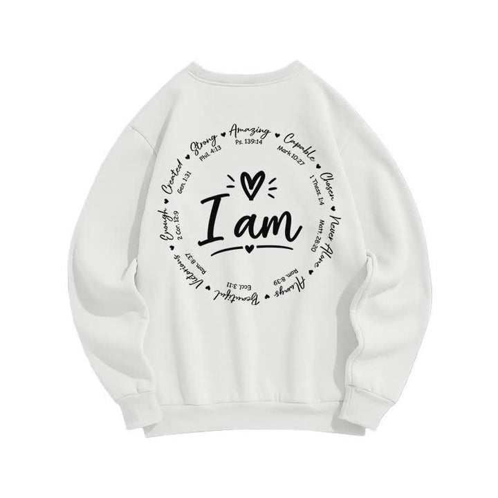 Christianartworkshop Sudadera polar con estampado circular "I Am Heart" en la espalda - image 4