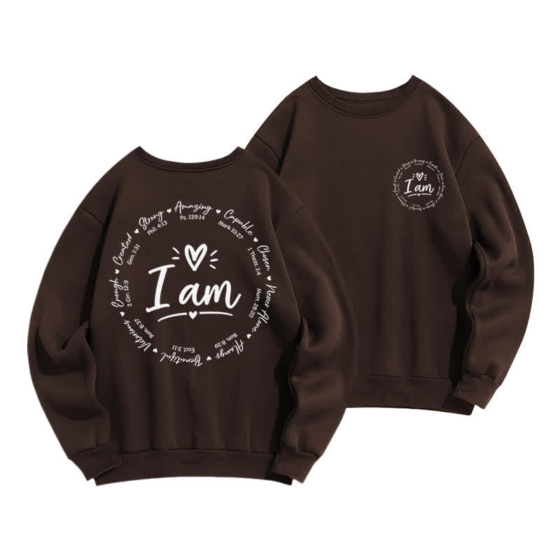 Christianartworkshop Sudadera polar con estampado circular "I Am Heart" en la espalda - Café - 2XL - image 0