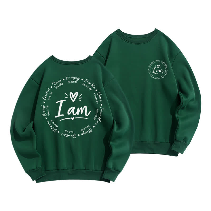Christianartworkshop Sudadera polar con estampado circular "I Am Heart" en la espalda - Verde - 2XL - image 15