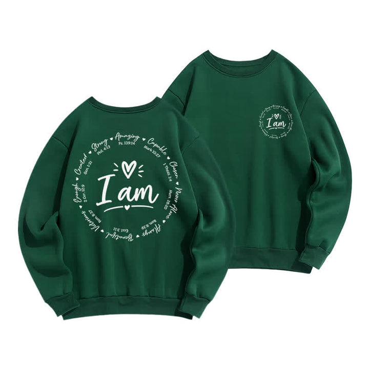 Christianartworkshop Sudadera polar con estampado circular "I Am Heart" en la espalda - Verde - 2XL - image 15